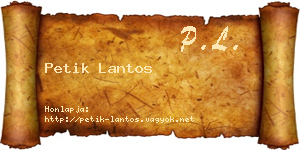 Petik Lantos névjegykártya